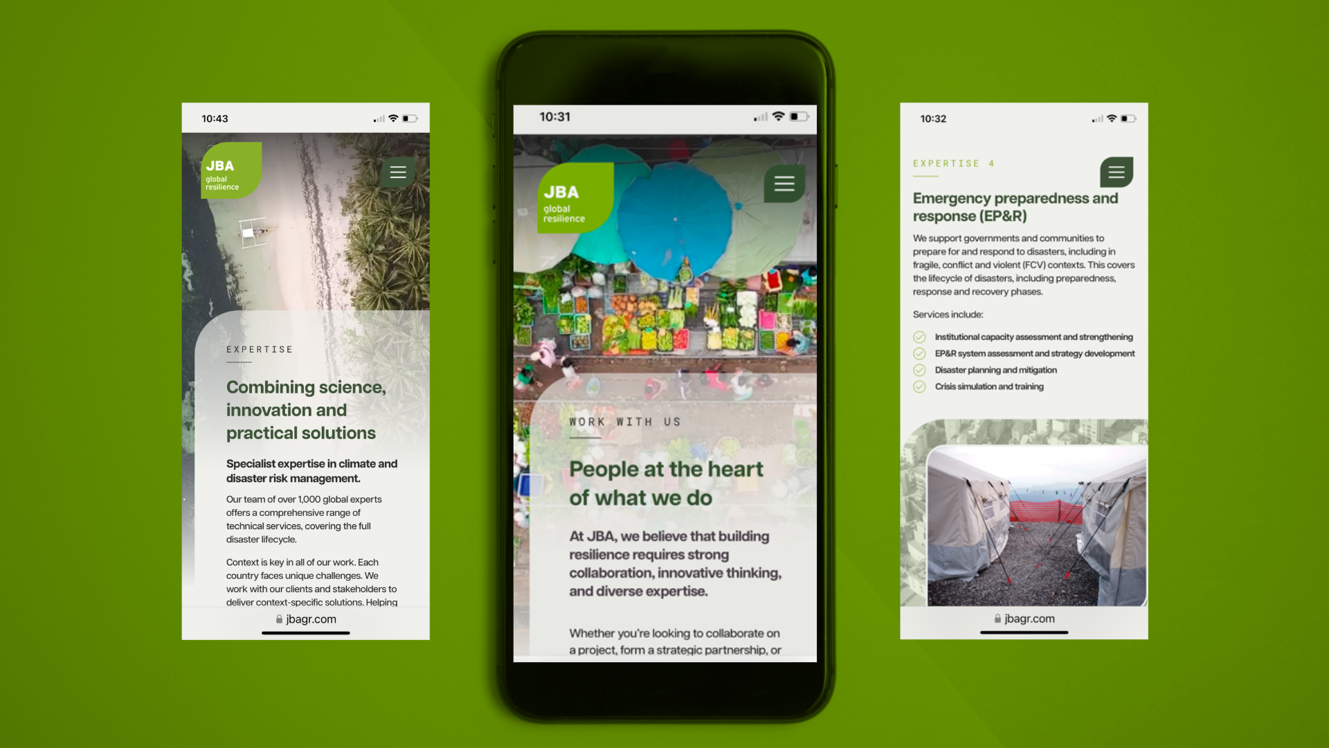Branding for JBA Global Resilience - mobile responsive design