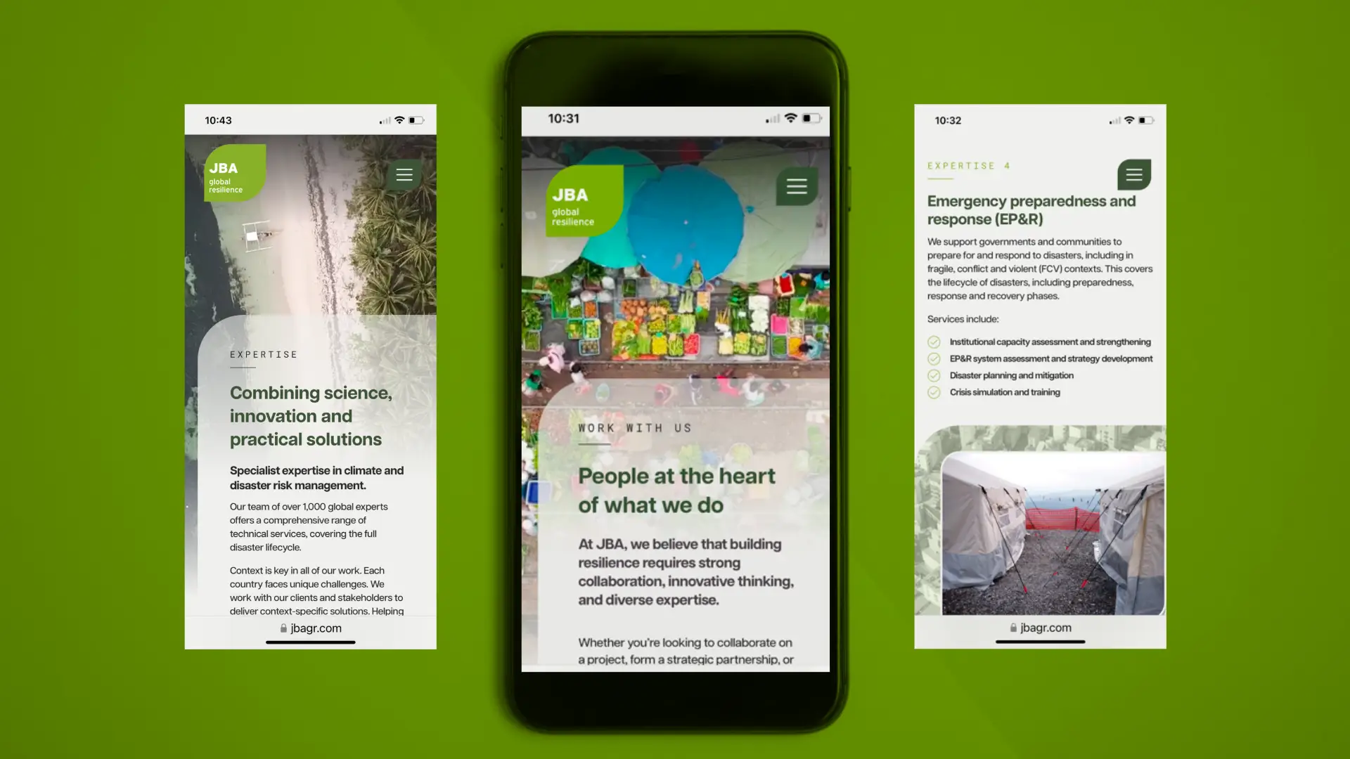 Branding for JBA Global Resilience - mobile responsive design
