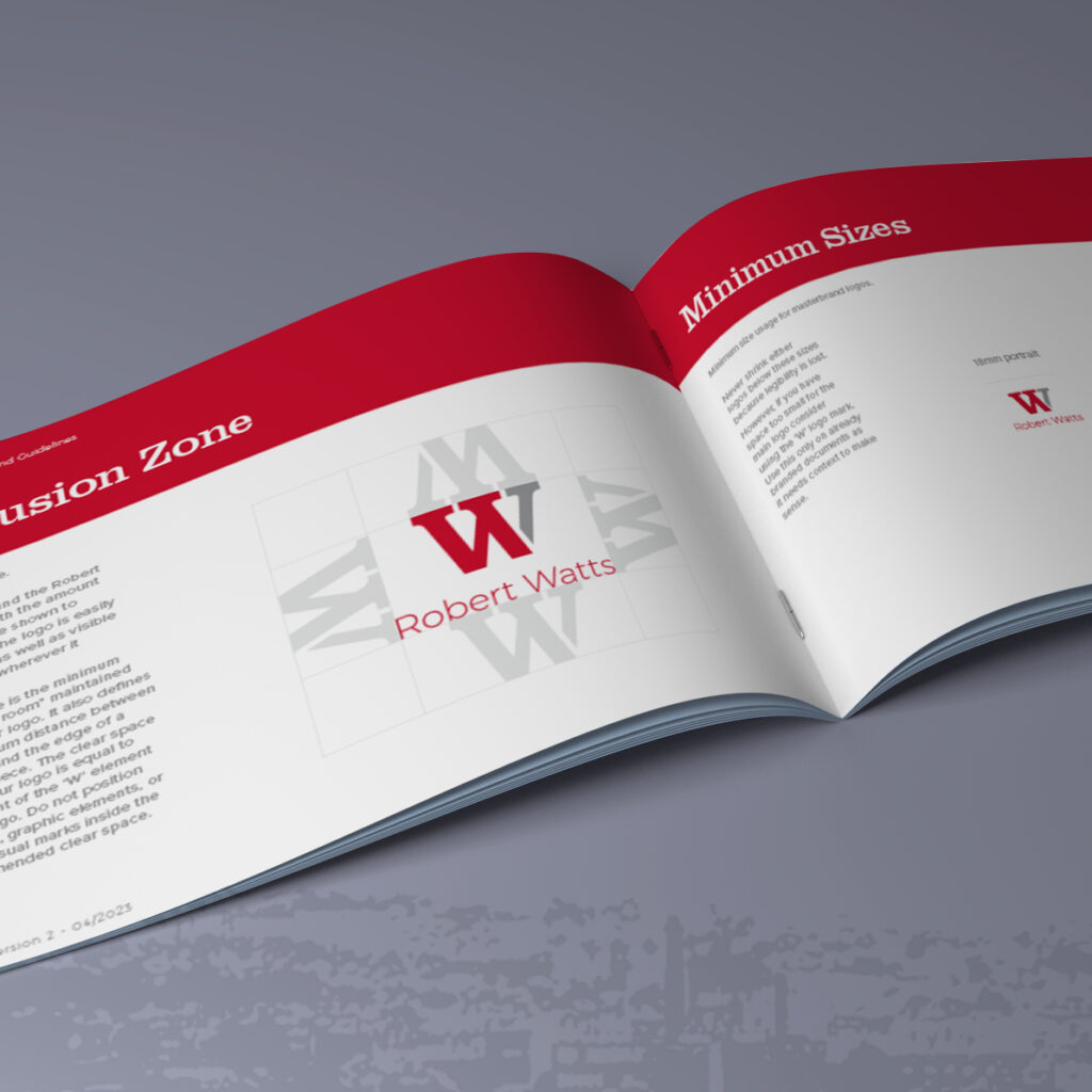 Brand guidelines document for Robert Watts Estate Agents