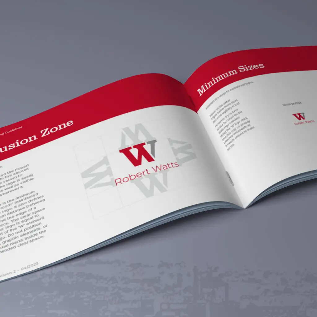 Brand guidelines document for Robert Watts Estate Agents